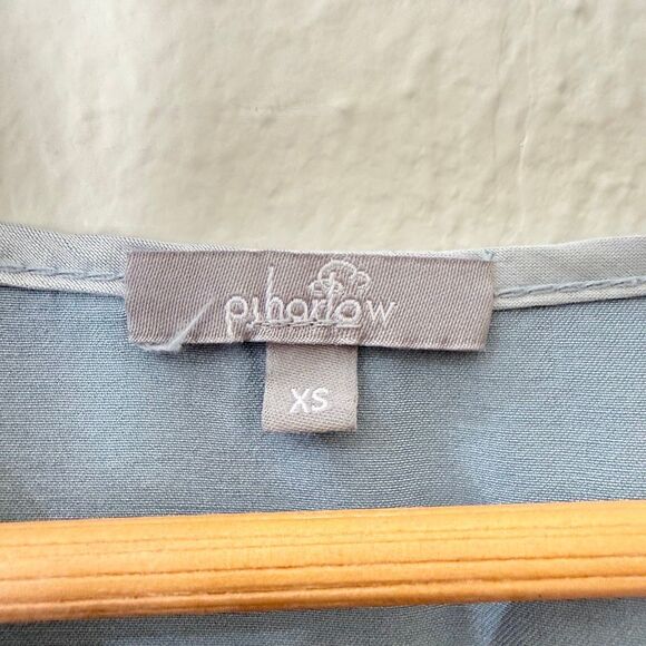 PJ Harlow Women’s Size XS Roxy Blue Satin Cotton Blend Sleeveless Top Shirt - Picture 5 of 8